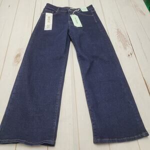 Sky jeans high rise wide leg jeans indigo dark wash stretch 9